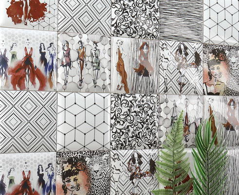 Mua Gạch ốp tường nội thất bằng đất sét trắng 152x152mm với hoa văn hình học sản xuất trực tuyến