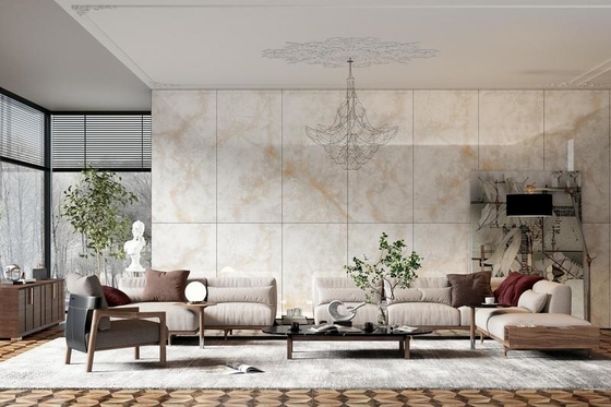 Mua Lớp gạch gốm được đánh bóng 900x1800x9mm cho phòng ăn Lớp gạch sàn trong nhà màu vàng nhạt sản xuất trực tuyến