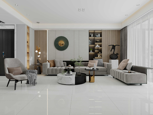 Mua Gạch Porcelain Tráng Men Bề Mặt Bóng Chống Trầy Xước Màu Xám Nhạt 800x800mm Dùng Trong Nhà cho Dự Án sản xuất trực tuyến