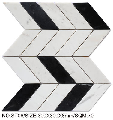 Mua Chống mòn 300x300mm Đá tự nhiên màu trắng và đen Mosaic cho phòng tắm và hồ bơi sản xuất trực tuyến