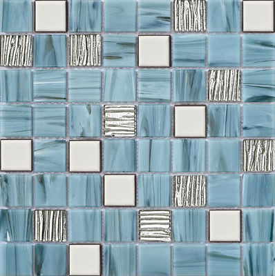 Mua Chống trượt màu xanh 304x304mm Bức tường bên trong thủy tinh Bể bơi Mosaic cho phòng ngủ và phòng ăn sản xuất trực tuyến