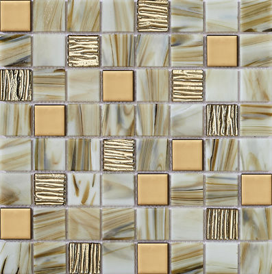 Mua Gạch mosaic kính tường nội thất 304x304mm loại AAA màu vàng và thân thiện với môi trường, dùng trang trí sáng tạo và khách sạn sản xuất trực tuyến