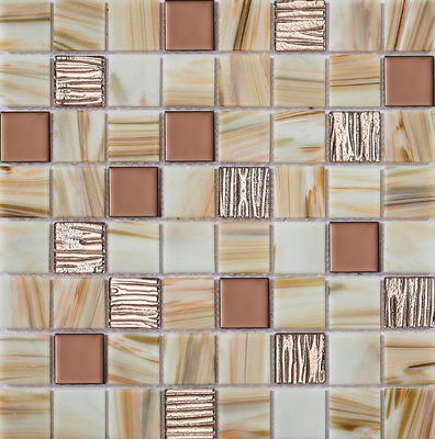 Mua Gạch mosaic kính tường nội thất màu gạch nung và chống trượt 304x304mm cho công trình và hồ bơi sản xuất trực tuyến