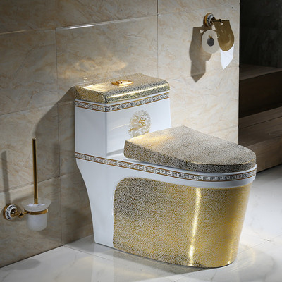 Phòng tắm sang trọng Vàng một mảnh Toilet Bát sứ Sứ vệ sinh