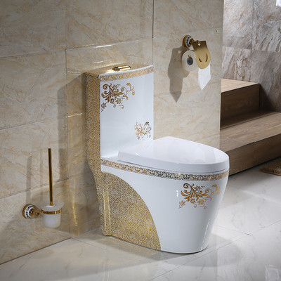 Hình dạng cổ điển màu vàng hiện đại Bồn cầu một khối 3L 6L xả kép