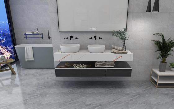 Marble Look 400x400mm Thạch cao thạch cao nội thất nội thất Matt Đá sàn trong nhà màu xám Đá tường chống nước
