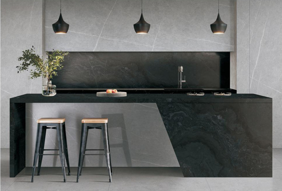 1600x3200x12mm Luxury Sintered Stone Slabs Phòng khách Matt Floor Tiles Galaxy Gray Background Wall
