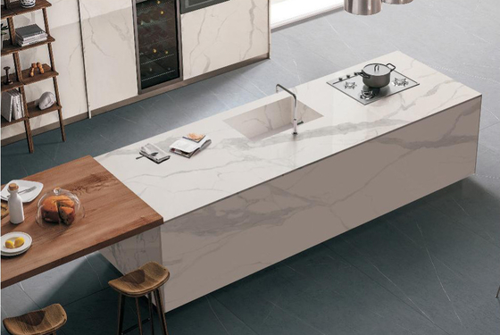 AAA 160x320cm Stone Floor Tile Sintered Stone Slab TV trắng nền tường Bàn văn phòng