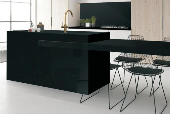Pure Black Sintered Stone Slabs Toàn thân đất sét Khó chống axit