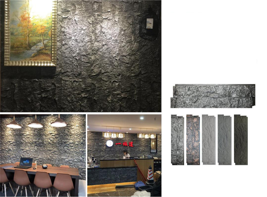 Xanh sọc 1160x300x30mm Đá văn hóa gạch Polyurethane Văn phòng Bar Bàn tường trang trí Đèn lửa
