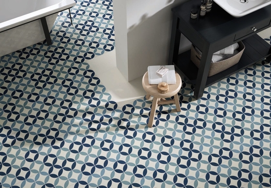 Gạch men mộc mạc 250x250mm màu xanh dương dùng cho sàn nhà trong nhà