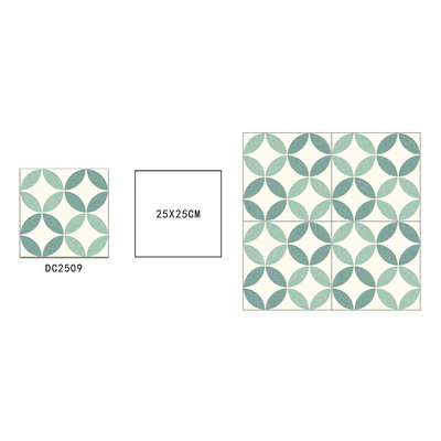 Gạch gốm thô màu xanh lá cây nhạt 250x250mm dùng cho sàn trong nhà