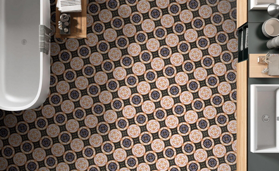 Gạch thô Ceramic Đen và Cam 250x250mm