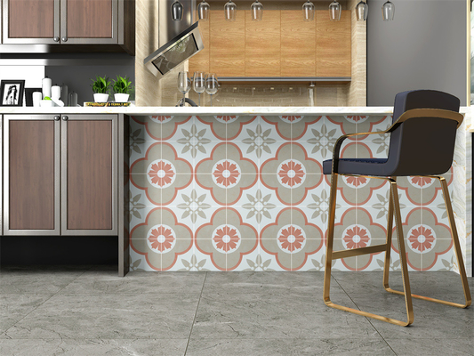 Retro Flower Non-Slip Ceramic Rustic Tiles cho nhà bếp Và Tiles tường 200x200mm cho phòng ăn