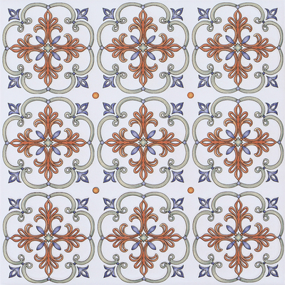 Encaustic Bạch và Đỏ Bức tường Floret gạch gạch gạch gạch 200x200mm cho nhà bếp và phòng ăn