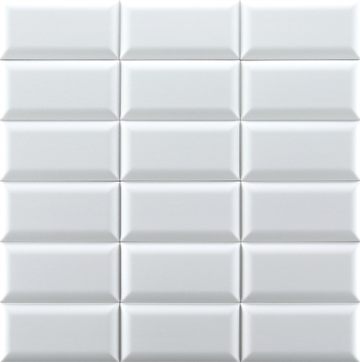 White Bevelled Tiles 75x152mm Glossy Ceramic Wall Bread Tiles Cho phòng tắm và nhà bếp