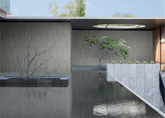 Màu xám đậm bền và chống axit 600x1200mm Flamed Finish Matt Curtain Wall Porcelain Thick Tile For Garden And Square