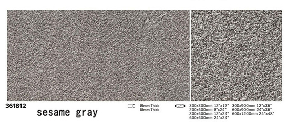 Không trượt Toàn thân Modern Tiles Xám 600x1200x15mm Bề mặt bốc cháy sàn ngoài trời Porcelain Paving Tile For Building