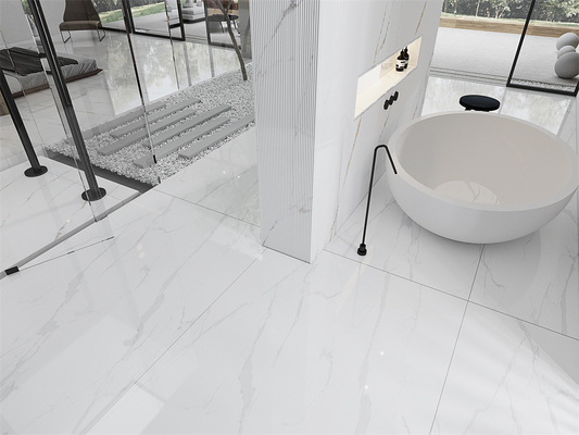 Màu trắng 1420x2700mm Carrara đánh bóng sơn đá cho phòng tắm