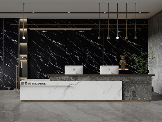 Đen 1600x3200mm Bức tường trong nhà và sàn Matte Sintered Stone Slab cho trang trí nhà