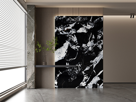 Tấm đá thiêu kết đen mờ 1600x3200mm cho tường văn phòng