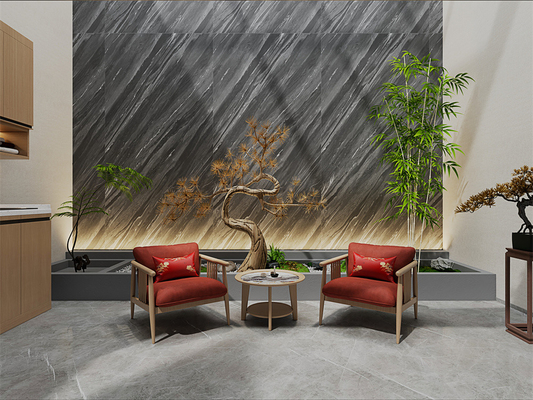 Xám 1600x3200mm Hình tường thân thiện với môi trường Matt Slab đá sintered cho trung tâm mua sắm