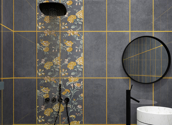 Gạch màu xám tối Đồ đá 300x600mm Gạch tường gốm và gạch nội thất để trang trí