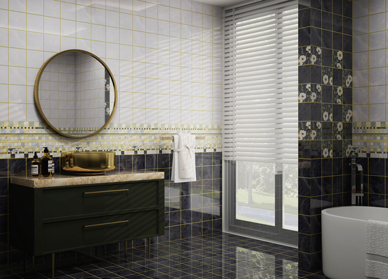 300x600mm Vintage Ceramic Wall Tile Dark Gray Bề mặt gương