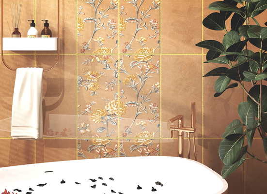 Thang AAA Không trượt 30x60cm bề mặt gương Gạch tường gốm cho nhà hàng màu nâu