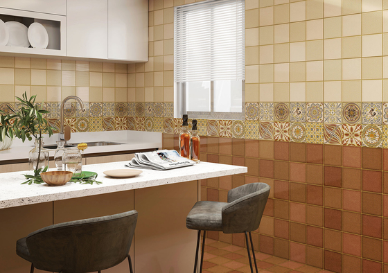 Đô màu nâu và vàng 300x600mm gạch gốm và gạch tường trong nhà cho phòng khách