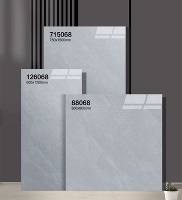 Kháng mòn bền 600x1200mm gạch sứ thủy tinh đánh bóng và màu xám bên trong sàn gạch cho văn phòng và phòng tắm