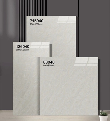 Gạch sàn bền và chống trượt màu xám 750x1500mm gạch sứ thủy tinh đánh bóng cho phòng ngủ và văn phòng