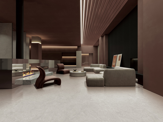 600x1200mm sàn nội thất màu xám Modern Soft Glassed Porcelain Tiles For Bedroom And Hotel