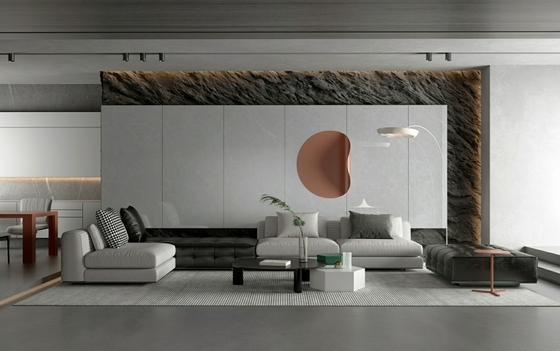 Chống trầy xước Modern Indoor Wall Porcelain Glazed Polished Tile Gray 900x1800x9mm Cho xây dựng lại và phòng ăn