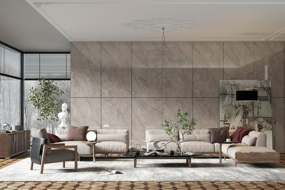 Màu vàng nhạt 900x1800x9mm Marble Look Đèn sứ thủy tinh được đánh bóng Và gạch tường và sàn nội thất cho tòa nhà Và phòng khách
