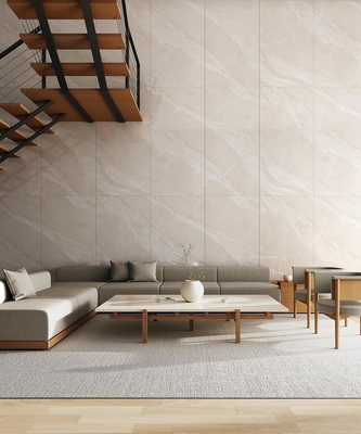 Màu vàng nhạt gốm mịn kính gạch sàn trong nhà 900x1800x9mm chống mòn cho xây dựng lại