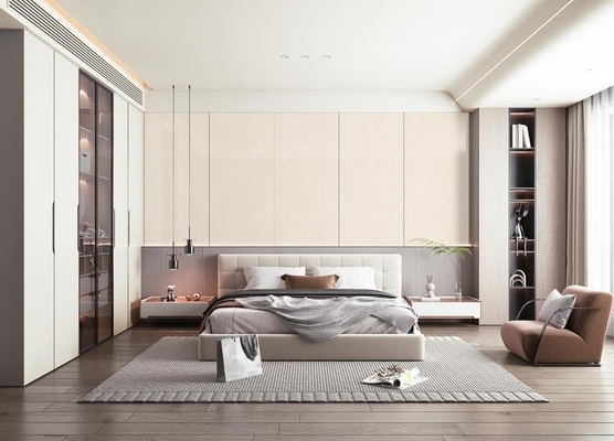 Beige chống trượt tuyệt đẹp bên trong tường và sàn kính gạch sứ đánh bóng cho phòng tắm