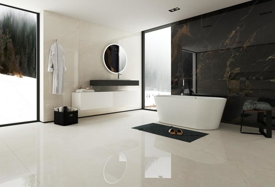 Chất chống nước 900x1800x9mm bên trong tường và sàn đồ sứ kính gốm mịn gạch cho phòng khách không trượt Beige