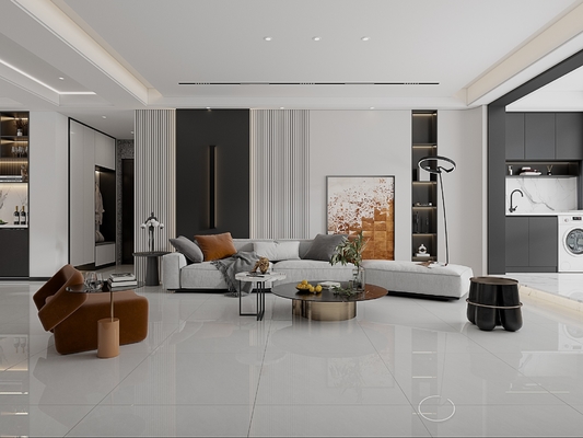 Gạch Porcelain Tráng Men Mài Bóng Xám 800x800mm cho Phòng Khách