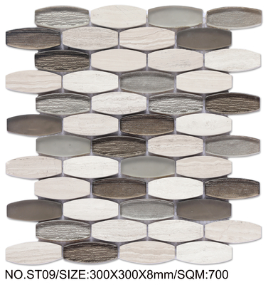 Beige và màu xám tuyệt đẹp 300x300mm Natural Stone Mosaic cho cải tạo và dự án
