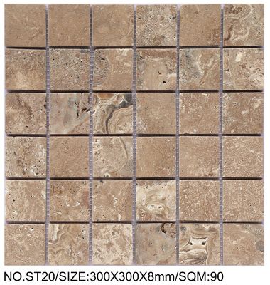 Gạch mosaic đá tự nhiên hình vuông màu nâu chống trượt 300x300mm cho phòng khách và phòng ngủ