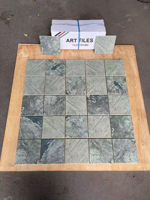 Không trượt và trang trí hình vuông 150x150mm R10 Blue Porcelain Mosaics cho ban công