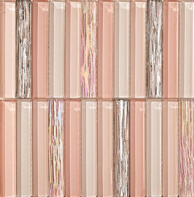 Gạch mosaic kính ốp tường nội thất màu hồng nhạt 300x300mm chống trượt và bền cho khách sạn và ban công