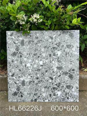 Gạch Terrazzo Ceramic Lát Sàn Trong Nhà 600x600mm Màu Xám Chống Ố cho Phòng Ăn và Văn Phòng