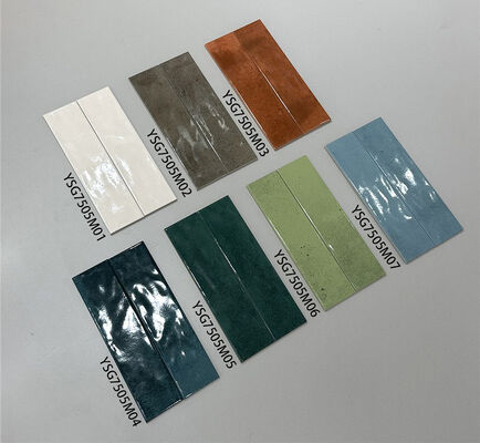 Gạch ốp tường ceramic xanh bóng kháng khuẩn 75x300mm cho phòng ăn và văn phòng