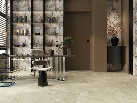 Sức bền và phong cách Xám và Beige Terrazzo 600x1200mm gạch sứ Matt với bề mặt khuôn gạch sàn cho ban công và phòng ăn