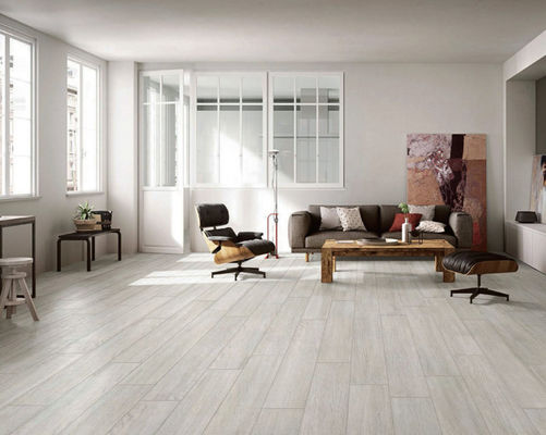 Gạch lát gỗ màu xám nhạt 9.5mm, Gạch sứ hiệu ứng gỗ ngoài trời SGS 200x1200mm