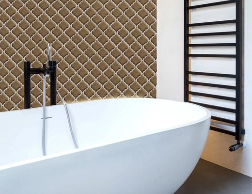 Ngói thủy tinh khảm đèn lồng PRIMIERA đánh bóng màu nâu, Ngói tường trang trí Matt 250x270mm
