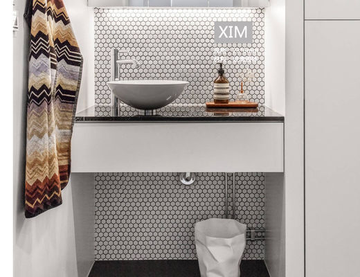 Geometric Frosted SGS Glass Hexagon Mosaic Tile Luxury Hotel Full Body 305.5x265mm
