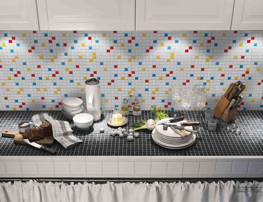 Gạch Mosaic Sứ 300x300mm Phun Mực Bóng cho Hồ Bơi